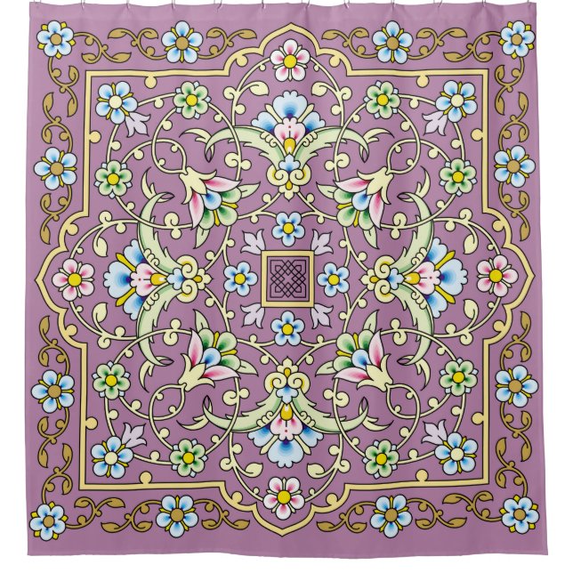 Arabischer Blumenrahmen. Traditionelles islamische Duschvorhang (Vorderseite)
