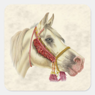 Arabischer Stallion Quadratischer Aufkleber