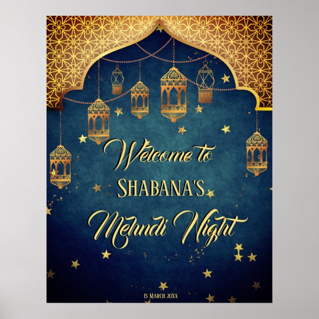 arabischer Stil mit marokkanischen Laternen Mehndi Poster (Vorne)