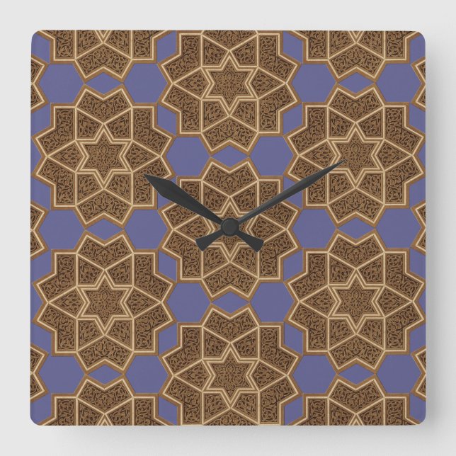 Arabisches Design #6 in Emporio Moffa Quadratische Wanduhr (Vorderseite)