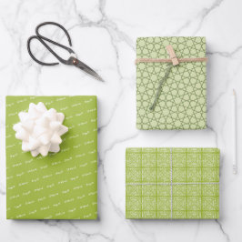 Arabisches Eid Mubarak Kids Green Star Zitat Geschenkpapier Set