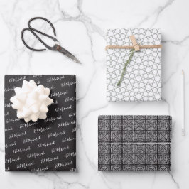 Arabisches Eid Mubarak Niedlich Black Star-Zitat Geschenkpapier Set