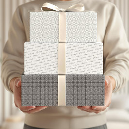 Arabisches Eid Mubarak Niedliches White-Star-Zitat Geschenkpapier Set