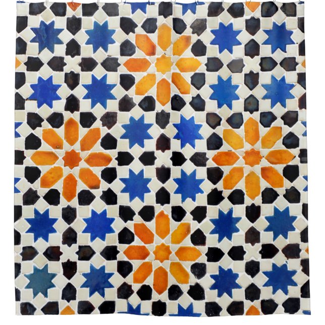 Arabisches Mosaik aus marokkanischen Fliesen, deko Duschvorhang (Vorderseite)