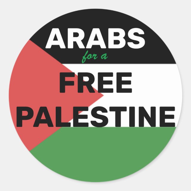 ARABS FÜR EINE KOSTENLOSE PALÄSTINE FLAG ROTE SCHW RUNDER AUFKLEBER (Vorderseite)