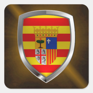 Aragón Metallic Emblem Quadratischer Aufkleber