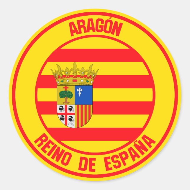 Aragón Round Emblem Runder Aufkleber (Vorderseite)