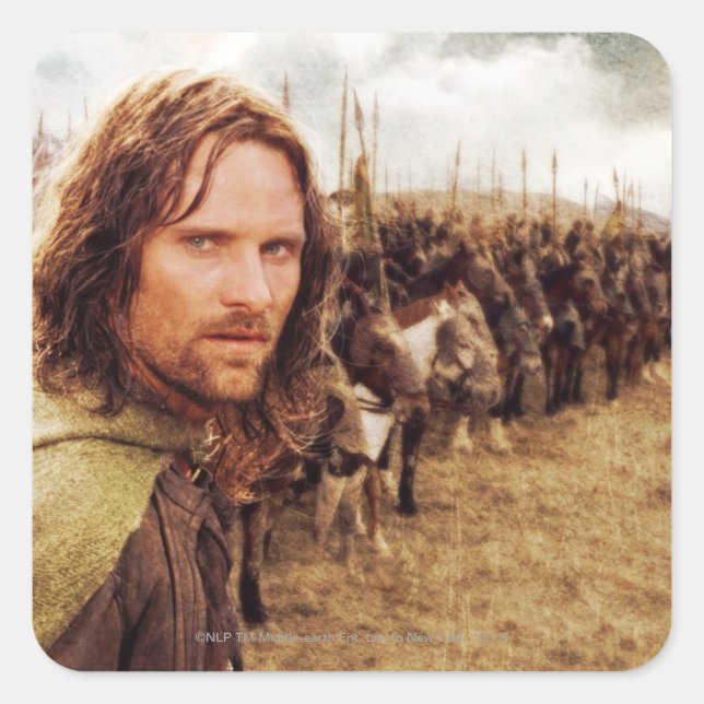 Aragorn Plus Reihe von Pferden Quadratischer Aufkleber (Vorderseite)
