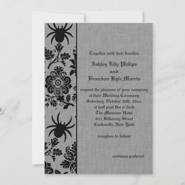 Araignée Damask sur Faire-part de mariage de lin g (Devant)
