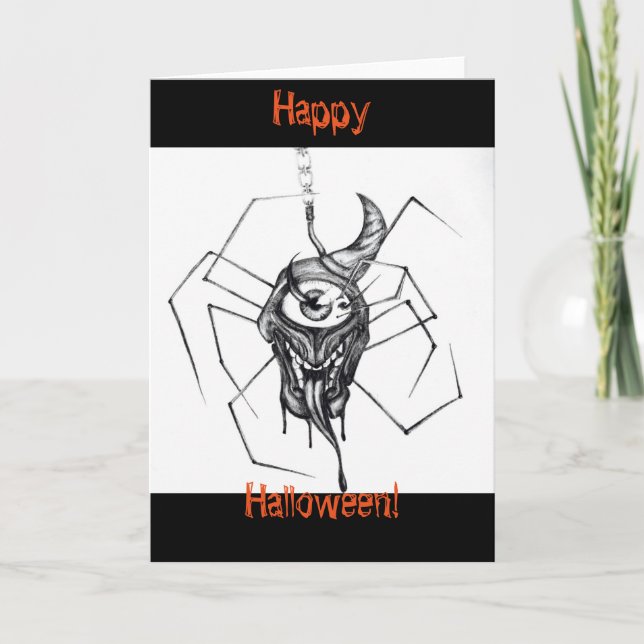 Araignée dessinant la carte de Halloween (Devant)