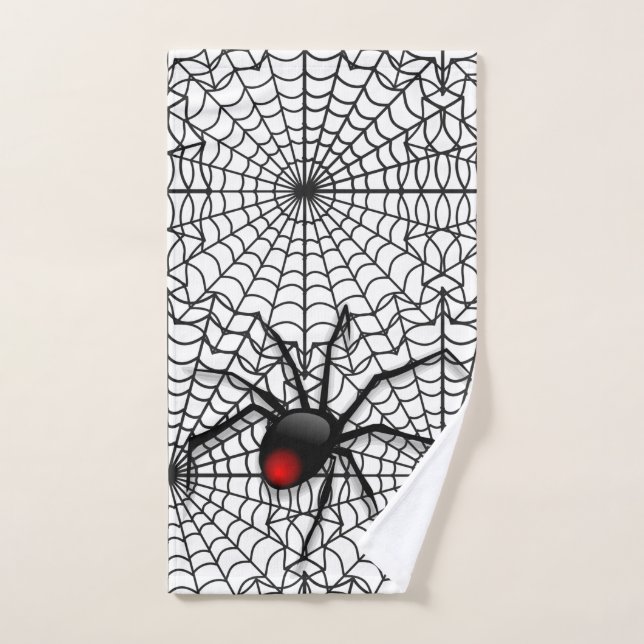 Araignée noire et toile d'araignée Halloween Maiso (Serviette à main)