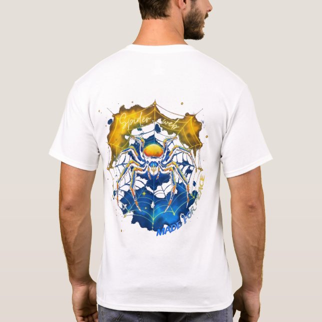 Araignée toile arrière imprimé T-shirt - Fabriqué  (Dos)