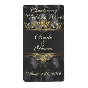 Araignées d'or Élégant Étiquette de vin de mariage