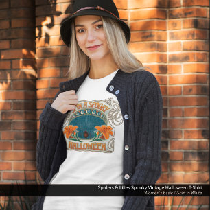 Araignées et Lys Éffrayant T-shirt Halloween Vinta
