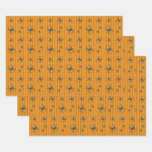 Araignées sur le jeu de papier d'enveloppement de 