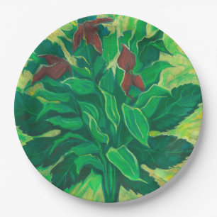 Aralia Leaf und Ochids Malerei Pappteller