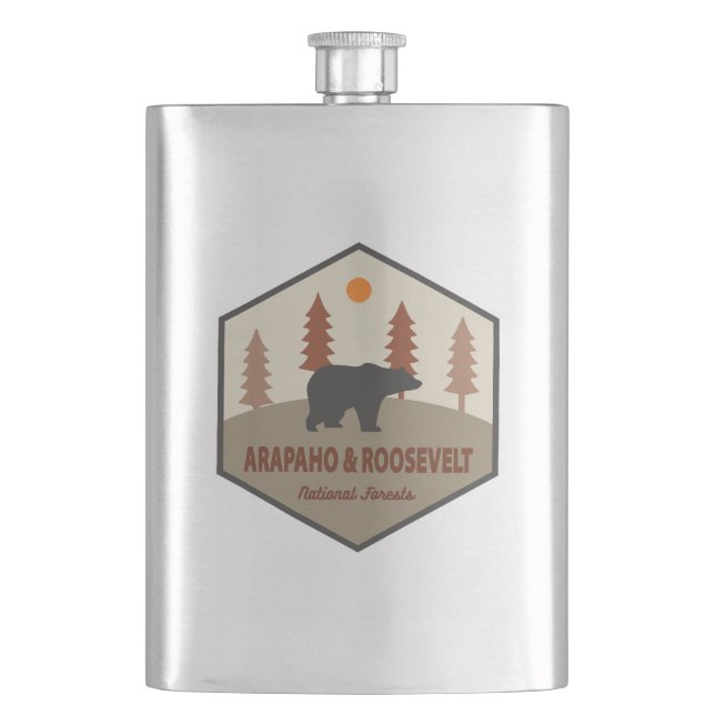 Arapaho und Roosevelt National Forests Bären Flachmann (Vorderseite)