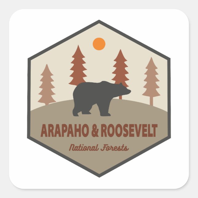 Arapaho und Roosevelt National Forests Bären Quadratischer Aufkleber (Vorderseite)