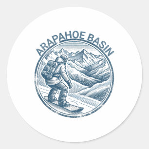 Arapahoe Becken Snowboarder Runder Aufkleber