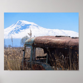 Ararat-Gebirge und rostiges Busposter Poster