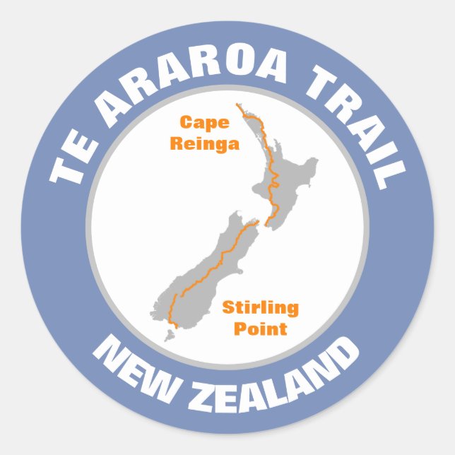 Araroa Trail Karte Runder Aufkleber (Vorderseite)