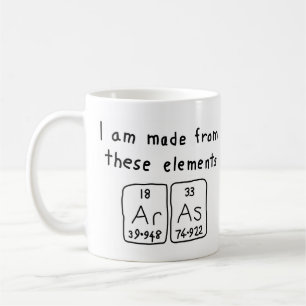 Aras tasse de nom de table périodique