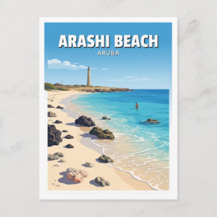 Arashi-Strand Noord Aruba Reise Erinnerungsstück Postkarte
