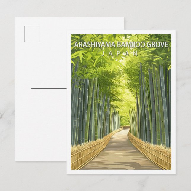 Arashiyama Bamboo Grove Japan Travel Postkarte (Vorne/Hinten)