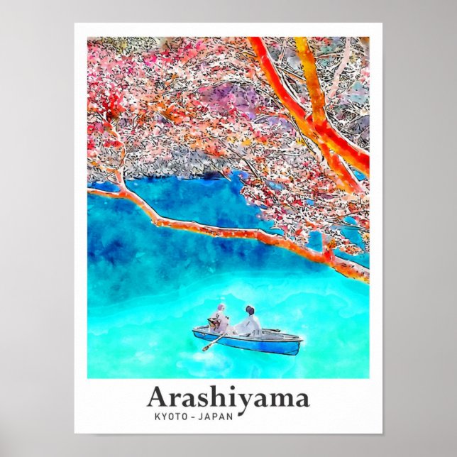 Arashiyama Kyōto Reisen Wasserfarbenhandgezogene W Poster (Vorne)