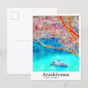 Arashiyama Kyōto Reisen Wasserfarbenhandgezogene W Postkarte
