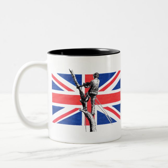 Arb Art Arborist Tree Surgeon Chainsaw Zweifarbige Tasse (Links)