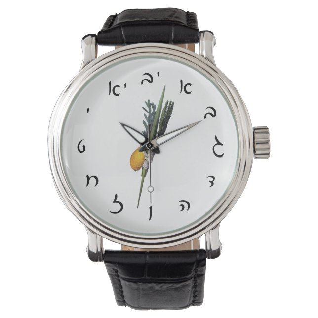Arba Minim - hebräische Skriptnummern Armbanduhr (Vorderseite)
