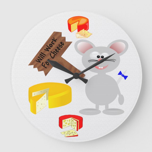 Arbeit für Käse Große Wanduhr (Vorderseite)