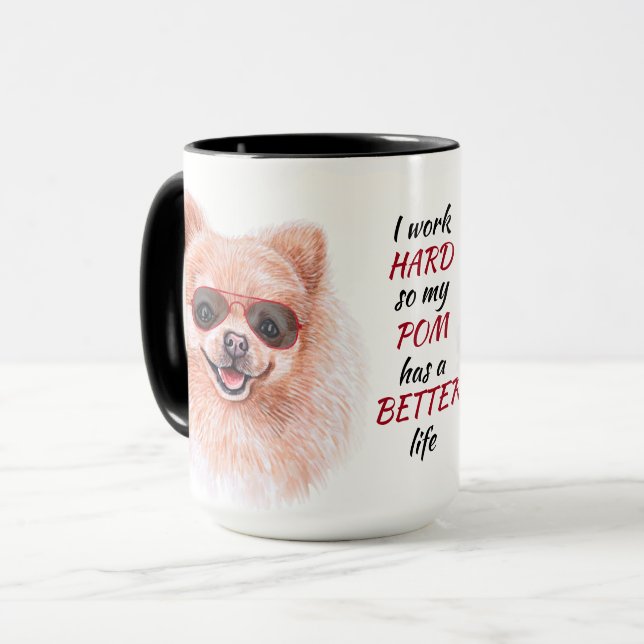 Arbeit für meinen Spitz Hund Tasse (Vorderseite Links)