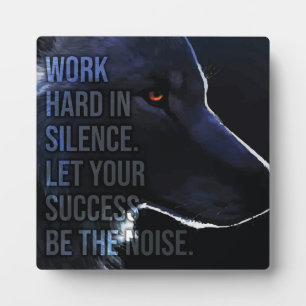 Arbeit in Stille - Erfolg - Wolf Motivierend Fotoplatte