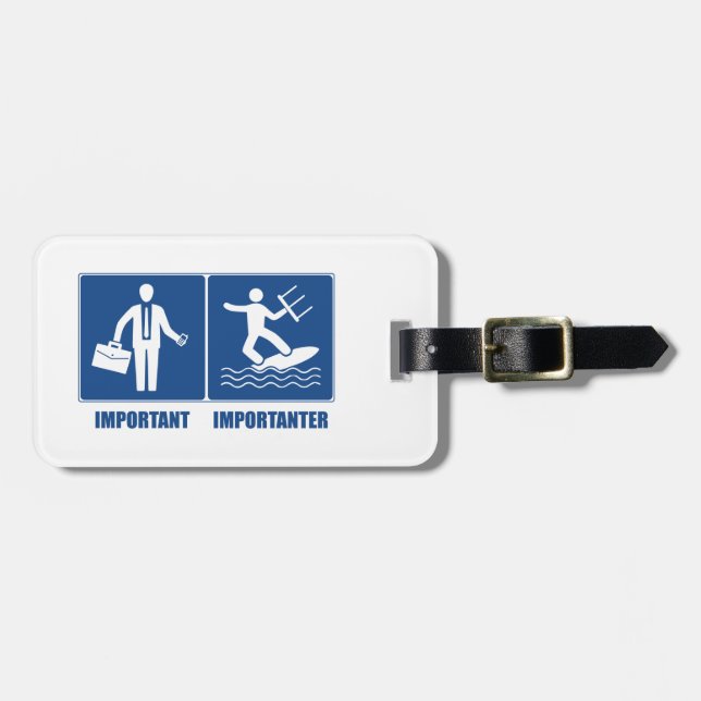 Arbeit ist wichtig, Kitesurfen ist wichtig Gepäckanhänger (Vorderseite horizontal)