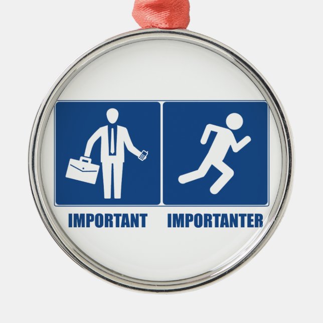Arbeit ist wichtig, Laufen ist wichtig Silbernes Ornament (Vorne)