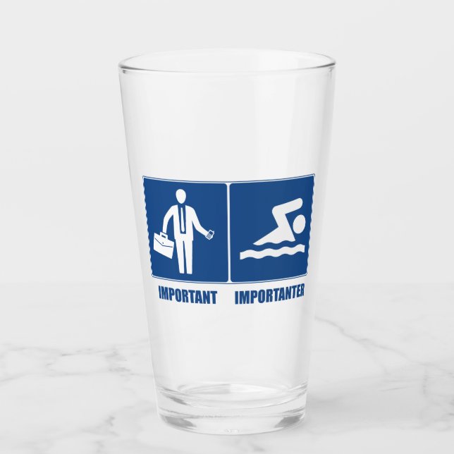 Arbeit ist wichtig, Schwimmen ist wichtig Glas (Vorderseite)
