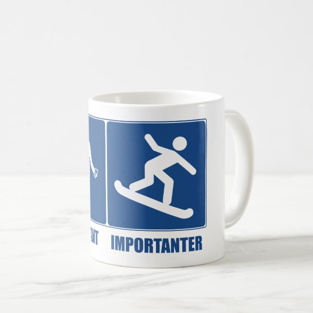 Arbeit ist wichtig, Snowboarden ist wichtig Kaffeetasse (VorderseiteRechts)