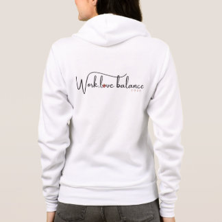 Arbeit, Liebe, Balance in roter Schrift Hoodie