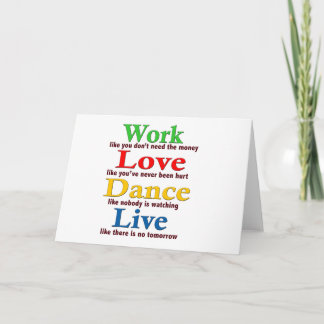 Arbeit, Liebe Tanz, Leben Karte