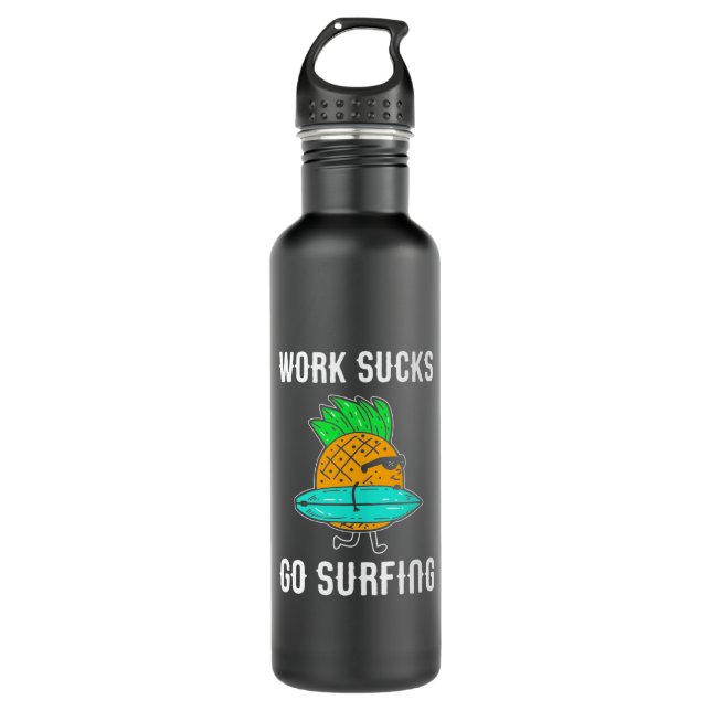 Arbeit Sind zum Kotzen Go Surfing Edelstahlflasche (Vorderseite)