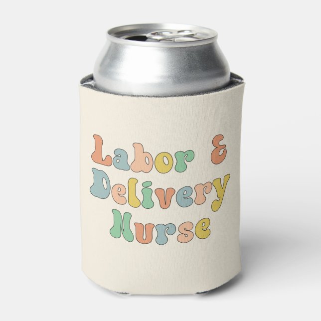 Arbeit und Lieferung Krankenwagen Groovy Retro Dosenkühler (Kanne Vorderseite)