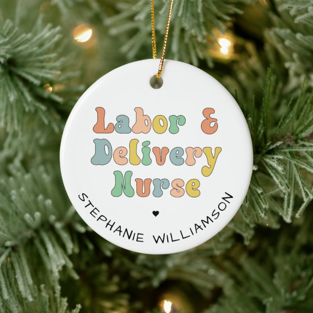 Arbeit und Lieferung Krankenwagen Groovy Retro Keramik Ornament (Baum)