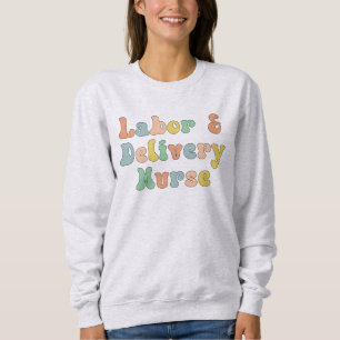 Arbeit und Lieferung Krankenwagen Groovy Retro Sweatshirt