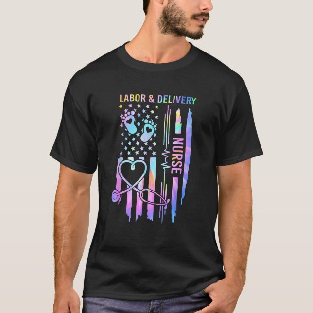 Arbeit und Lieferung L D Krankenschwester Gefärbte T-Shirt (Vorderseite)