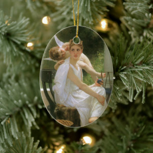 Arbeit von Bouguereau unterbrochen, Engelsporträt Keramikornament