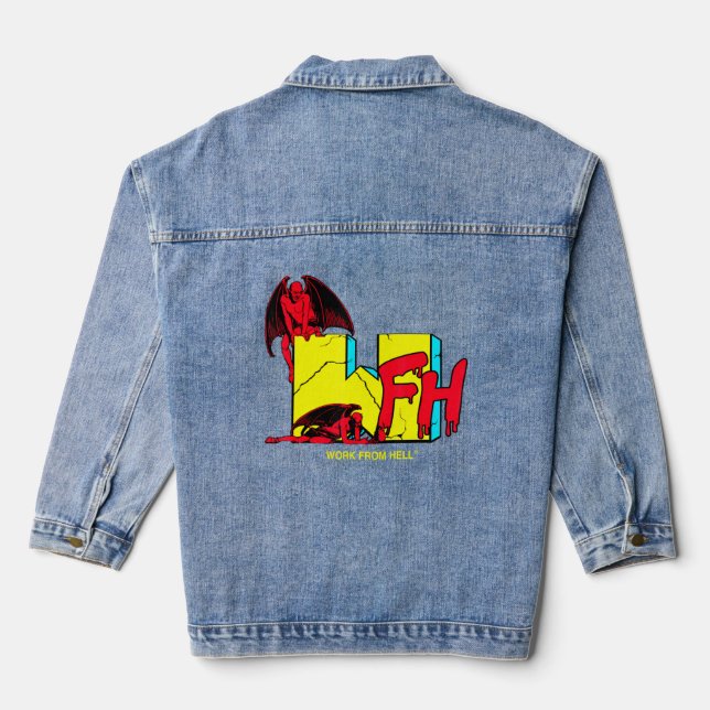 Arbeit von Hell Demons Blume Grunge Goth Emwork Jeansjacke (Rückseite)