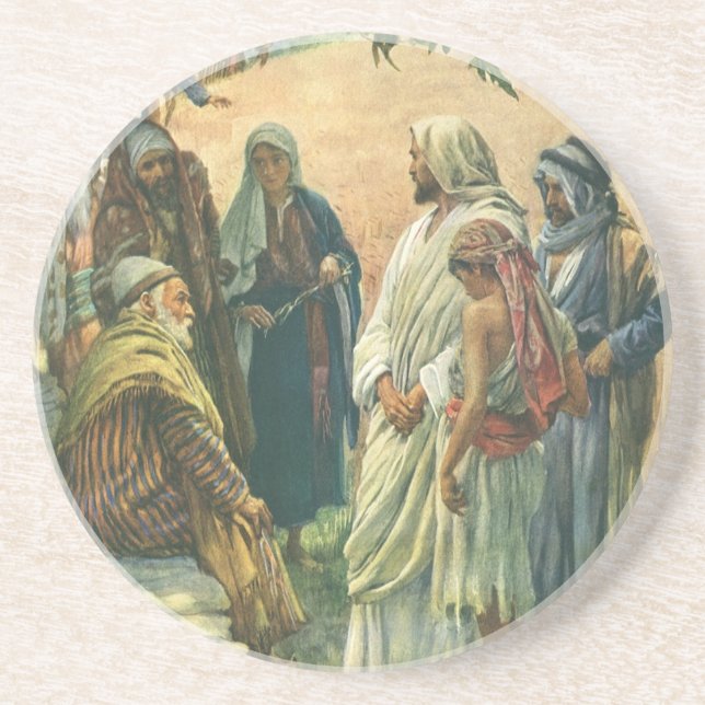 Arbeiten am Sabbat, Vintage Religion Sandstein Untersetzer (Vorne)