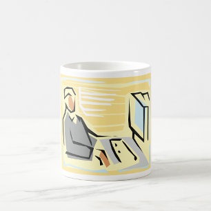 Arbeiten an einem Computer-Mug Kaffeetasse